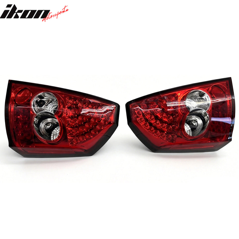 2005-2006 Chrysler 300 Rear Tail Lights Lamps Red Housing Clear Lens Pair