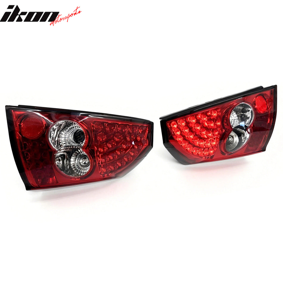 IKON MOTORSPORTS, Tail Lights Compatible with 2005-2006 Chrysler 300, Red Housing Clear Lens Rear Parking Tail Lights Reverse Brake Lamps Replacement Pair 2PCS