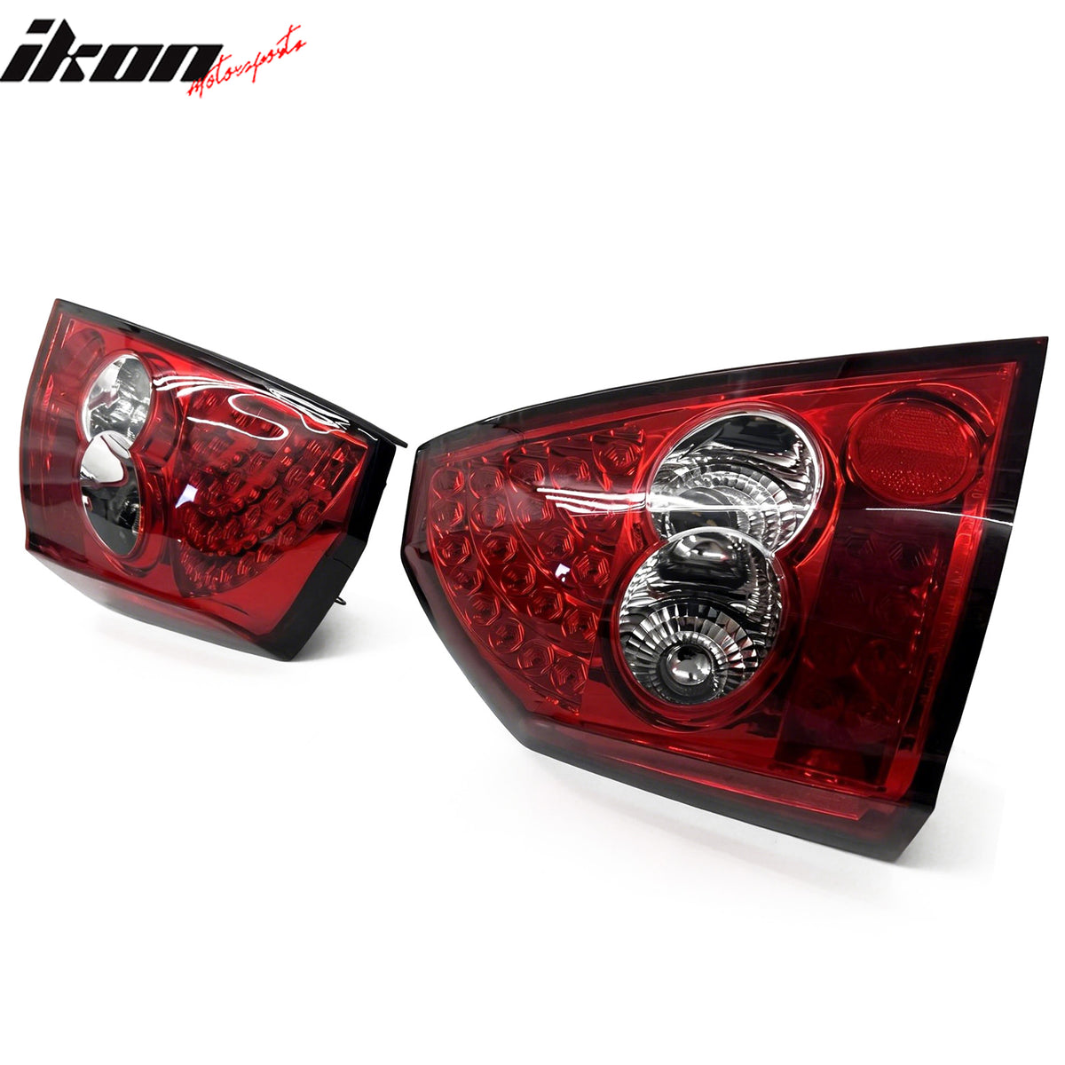 Fits 2005-2006 Chrysler 300 Rear Tail Lights Lamps Red Housing Clear Lens Pair