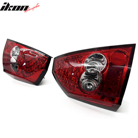 Fits 2005-2006 Chrysler 300 Rear Tail Lights Lamps Red Housing Clear Lens Pair