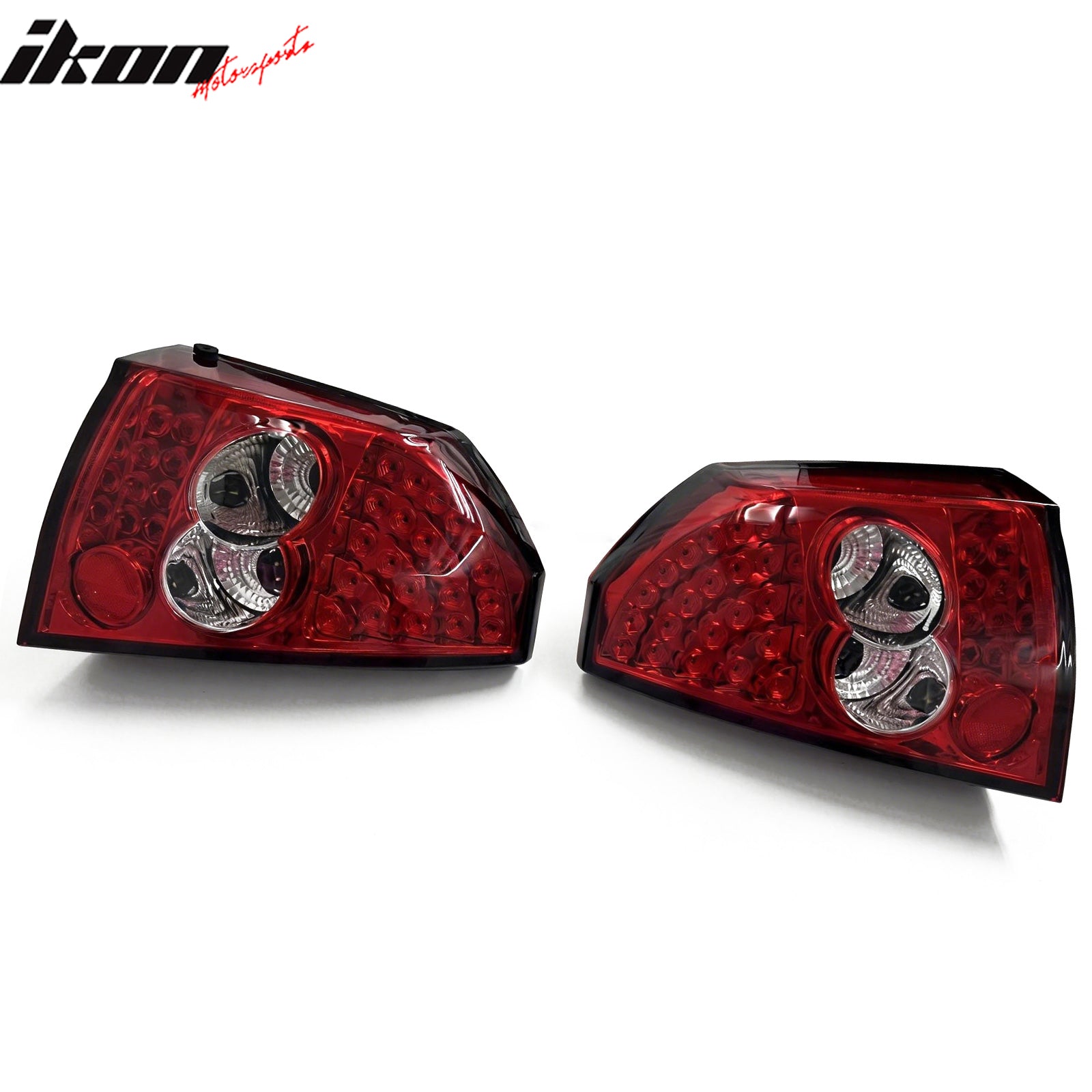 IKON MOTORSPORTS, Tail Lights Compatible with 2005-2008 Chrysler 300C, Red Housing Clear Lens Rear Parking Tail Lights Reverse Brake Lamps Replacement Pair 2PCS