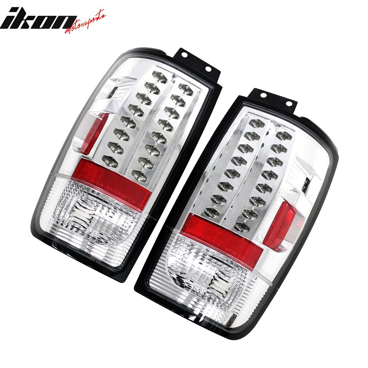 IKON MOTORSPORTS, LED Tail Lights Compatible with 1997-2002 Ford Expedition, Clear Lens Rear Parking Tail Lights Reverse Brake Lamps Replacement Pair 2PCS