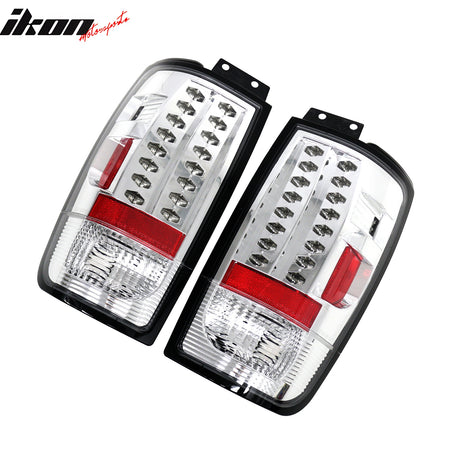 IKON MOTORSPORTS, LED Tail Lights Compatible with 1997-2002 Ford Expedition, Clear Lens Rear Parking Tail Lights Reverse Brake Lamps Replacement Pair 2PCS