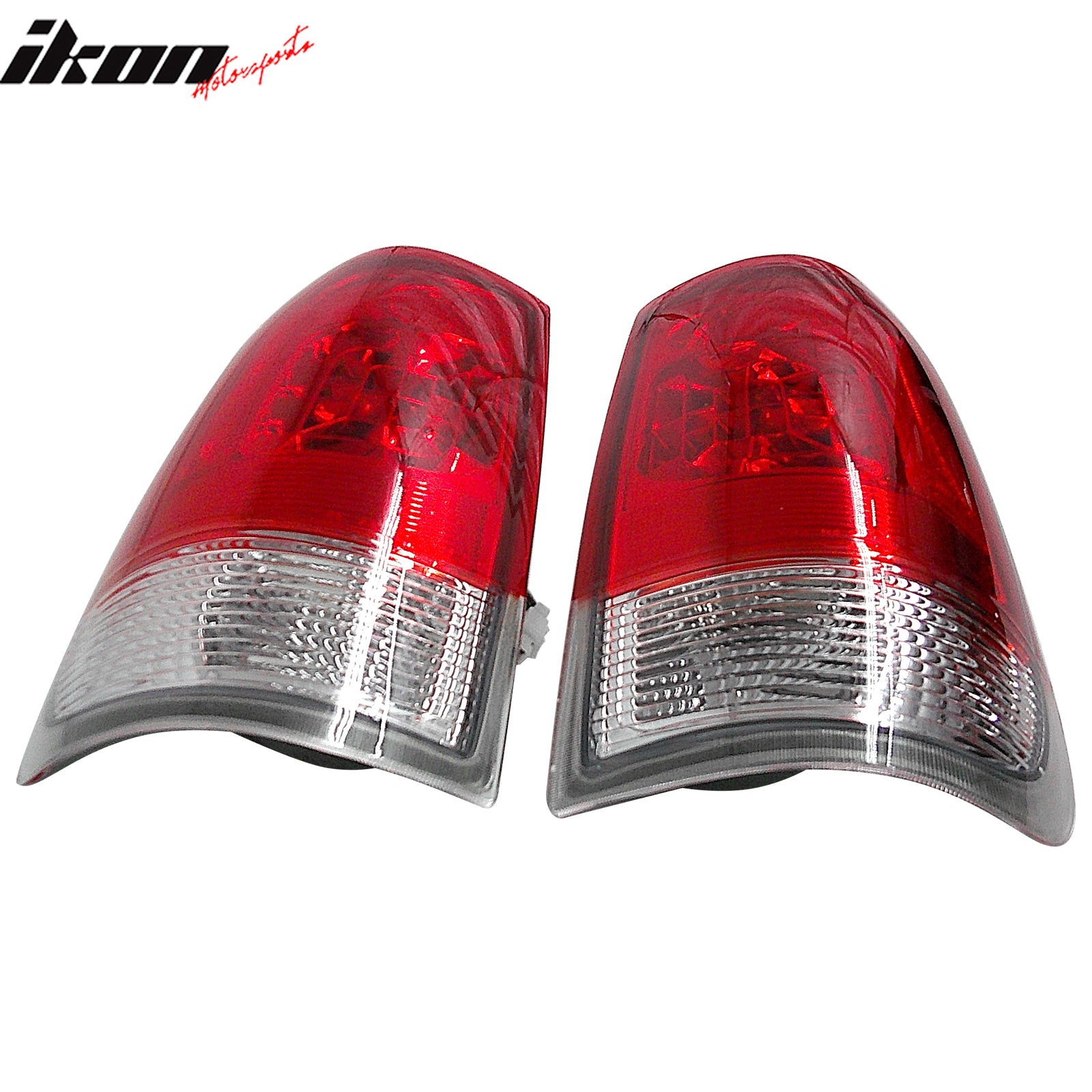 Fit 1997-2003 Ford F-150 Tail Lights W/Chrome Housing Red & Clear Lens