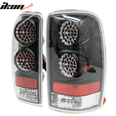 IKON MOTORSPORTS Tail Lights, Compatible with 2000-2006 Chevy Tahoe Suburban & GMC Yukon XL 1500 2500, Black Housing Clear Lens Driver Passenger Side Rear Tail Lights Lamps Assembly Replacement, 2PCS