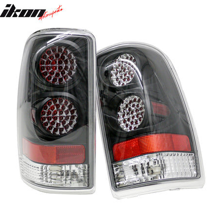 Fits 00-06 Chevrolet Suburban Yukon Tahoe Tail Lights Black Housing Clear Lens