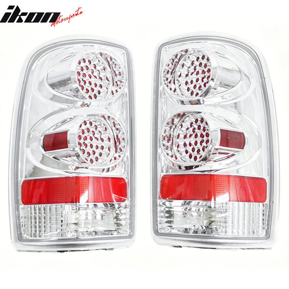 2000-2006 Chevy Suburban Tahoe GMC Yukon XL 1500 2500 2PCS Driver Passenger Side Rear Tail Lights Lamps Assembly Replacement Chrome Housing Clear Lens