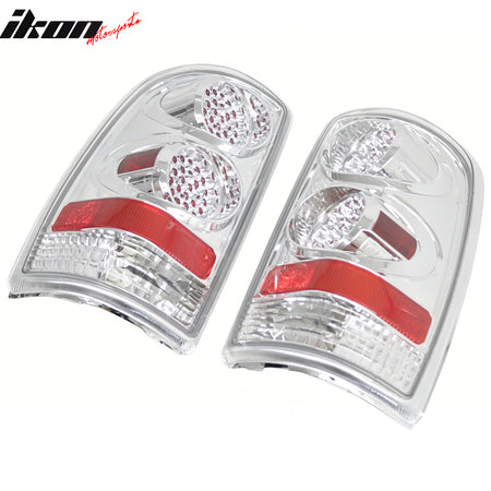 IKON MOTORSPORTS Tail Lights, Compatible with 2000-2006 Chevy Tahoe Suburban & GMC Yukon XL 1500 2500, Chrome Housing Clear Lens Driver Passenger Side Rear Tail Lights Lamps Assembly Replacement, 2PCS