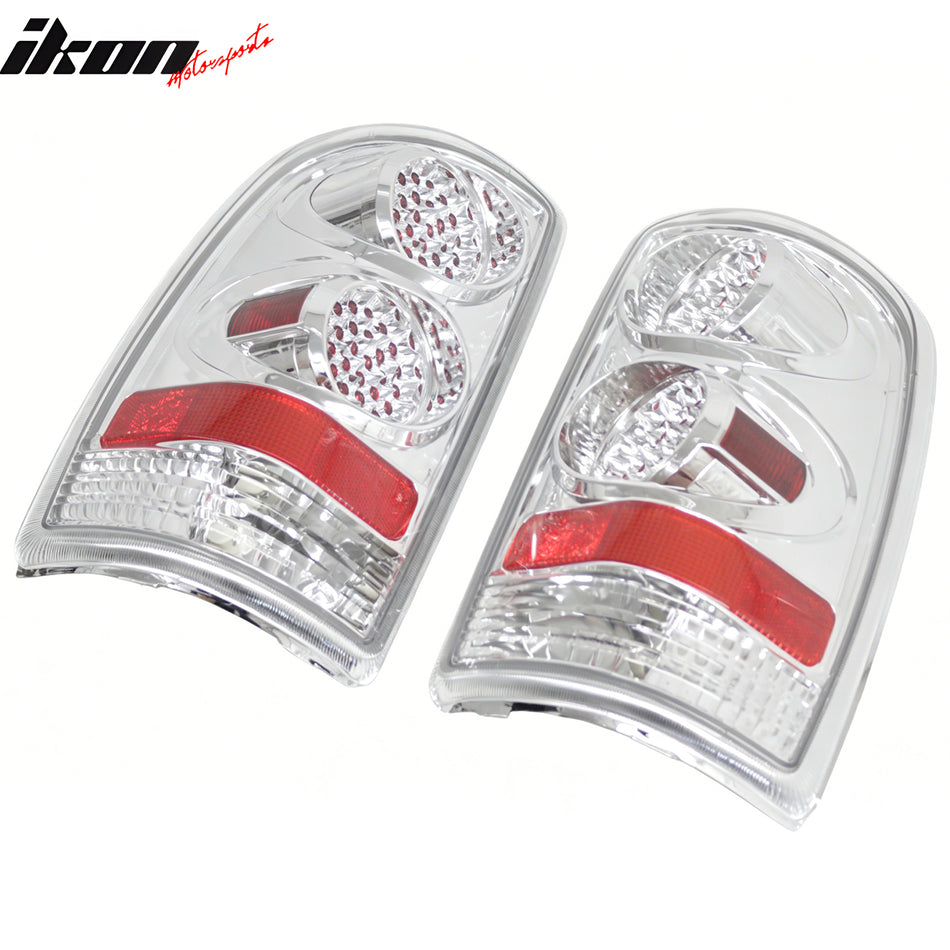 IKON MOTORSPORTS Tail Lights, Compatible with 2000-2006 Chevy Tahoe Suburban & GMC Yukon XL 1500 2500, Chrome Housing Clear Lens Driver Passenger Side Rear Tail Lights Lamps Assembly Replacement, 2PCS