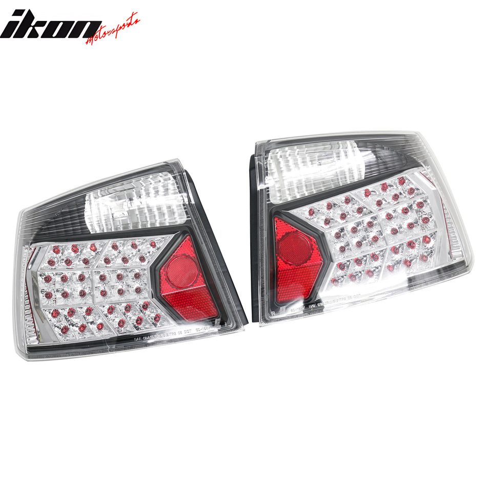 IKON MOTORSPORTS Tail Lights, Compatible with 2005-2008 Dodge Charger, Black & Chrome Housing Driver Passenger Side Rear Tail Lights Lamps Assembly Replacement, 2PCS
