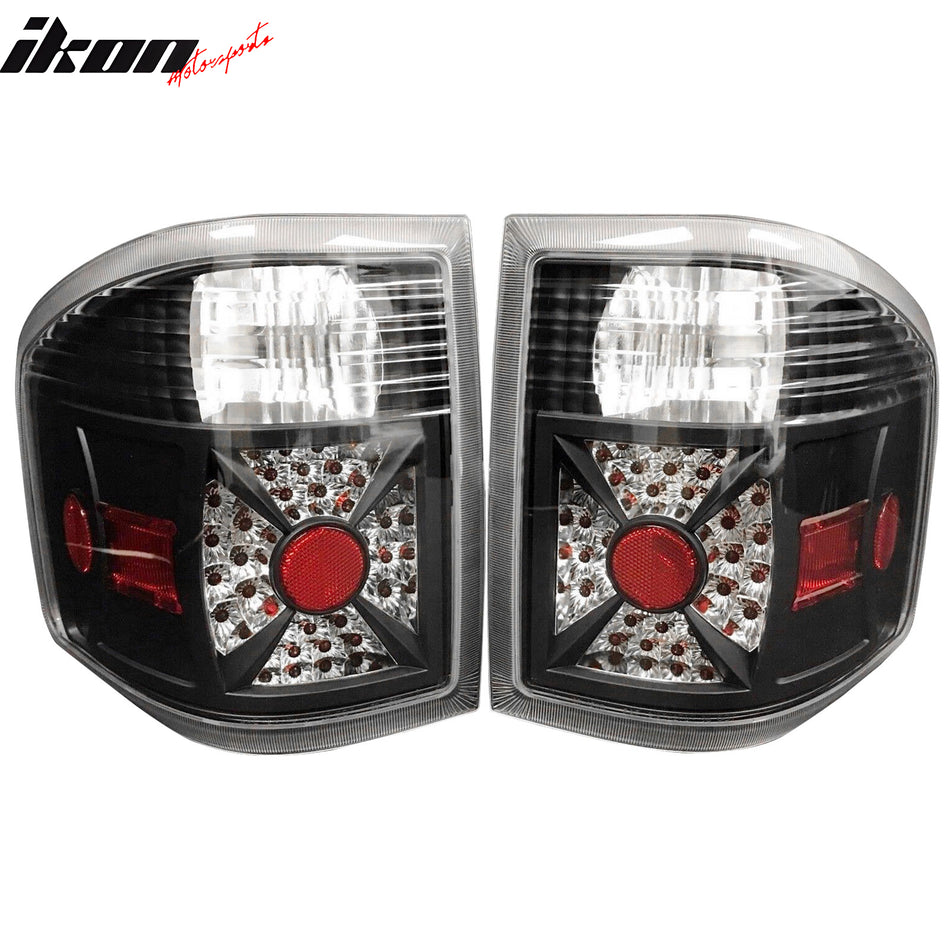 IKON MOTORSPORTS, Tail Lights Compatible with 2004-2007 Ford F-150 with Flareside Bed, Black Housing + Clear Lens Rear Parking Tail Lights Reverse Brake Lamps Replacement Pair 2PCS