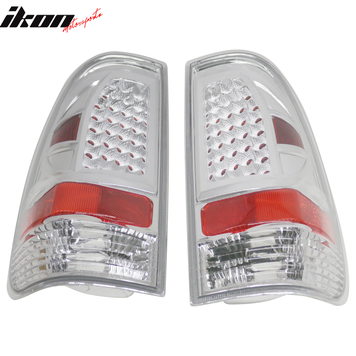 Fits 97-03 Ford F-150 Chrome Clear Lens LED Parking Tail Lights Brake Lamps Pair