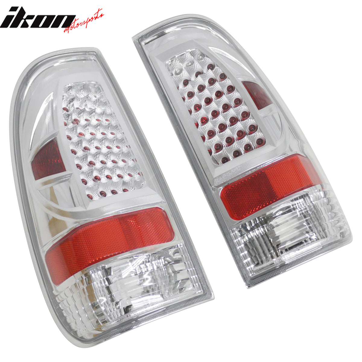 Fits 97-03 Ford F-150 Chrome Clear Lens LED Parking Tail Lights Brake Lamps Pair