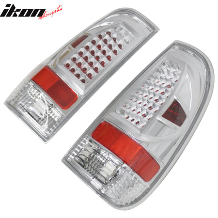 Fits 97-03 Ford F-150 Chrome Clear Lens LED Parking Tail Lights Brake Lamps Pair