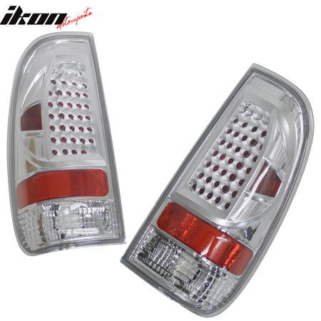 Fits 97-03 Ford F-150 Chrome Clear Lens LED Parking Tail Lights Brake Lamps Pair