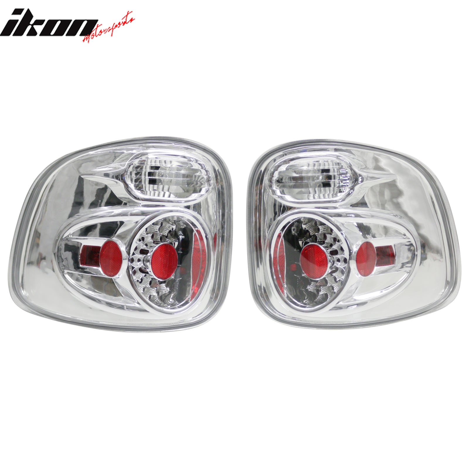 Fits 97-03 Ford F-150 Chrome Clear Lens LED Rear Parking Tail Lights Brake Lamps