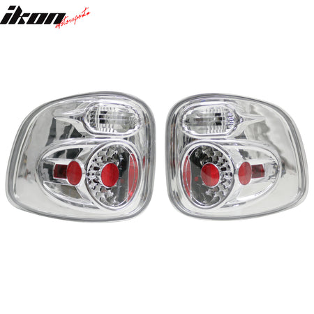 Fits 97-03 Ford F-150 Chrome Clear Lens LED Rear Parking Tail Lights Brake Lamps