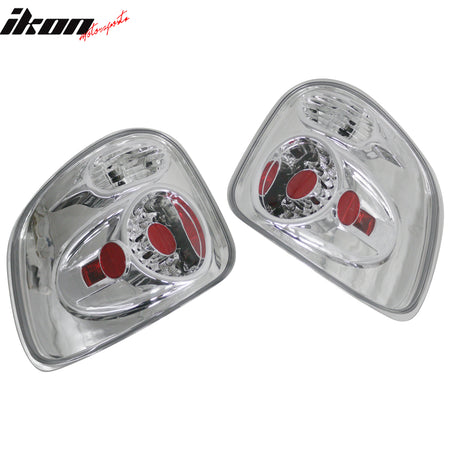 Fits 97-03 Ford F-150 Chrome Clear Lens LED Rear Parking Tail Lights Brake Lamps