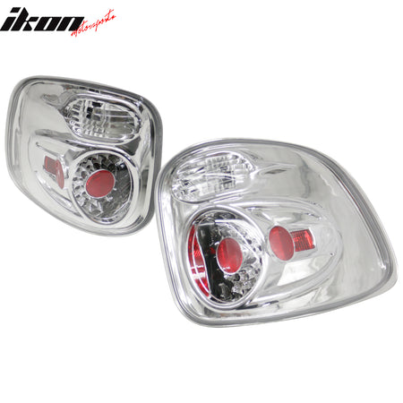 Fits 97-03 Ford F-150 Chrome Clear Lens LED Rear Parking Tail Lights Brake Lamps