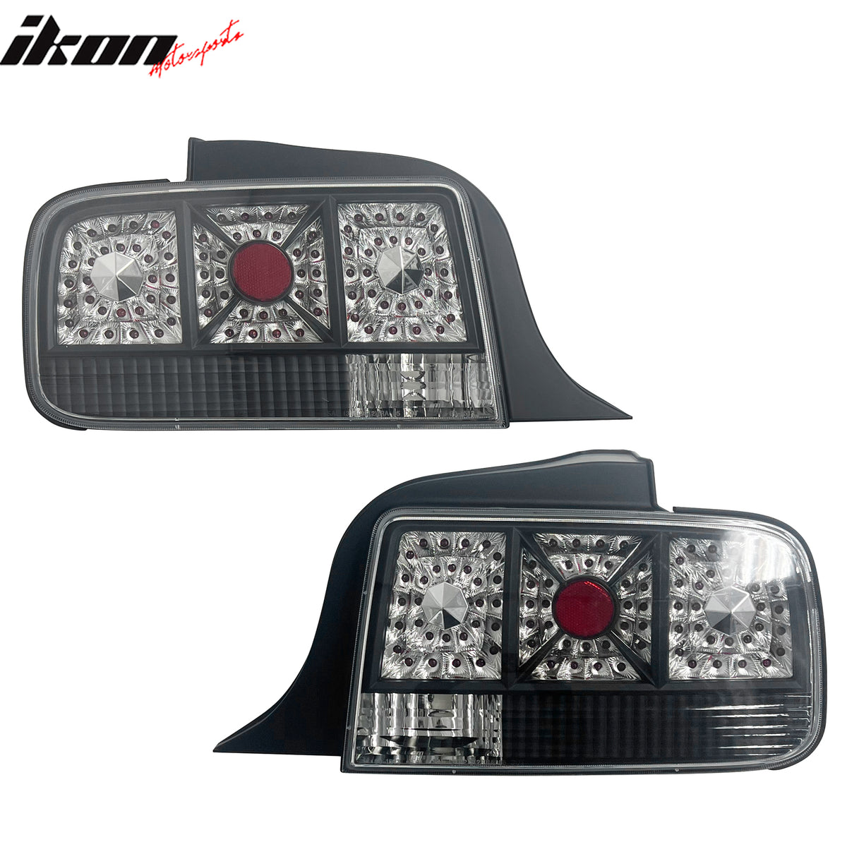 For 05-09 Ford Mustang Black Clear Lens LED Parking Tail Lights Rear Brake Lamp