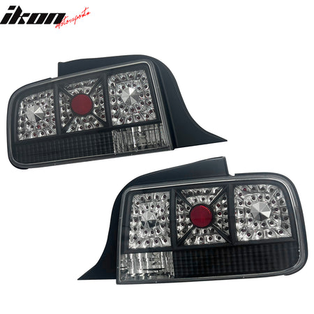 For 05-09 Ford Mustang Black Clear Lens LED Parking Tail Lights Rear Brake Lamp