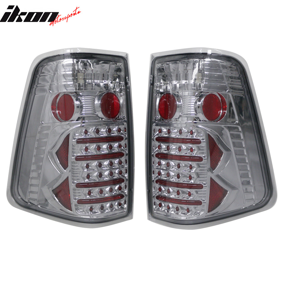 2004-2015 Nissan Titan 2PCS Driver Passenger Side Rear Tail Lights Lamps Assembly Replacement LED Look Chrome Housing Smoke Lens