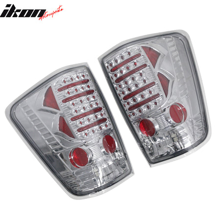 Fits 04-15 Nissan Titan RH LH Tail Lights Rear Brake Lamps Chrome W/Smoke Lens