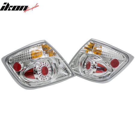 IKON MOTORSPORTS Tail Lights, Compatible with 2005-2008 Scion tC, LED Look Chrome Housing Clear Lens Driver Passenger Side Rear Tail Lights Lamps Assembly Replacement, 2PCS