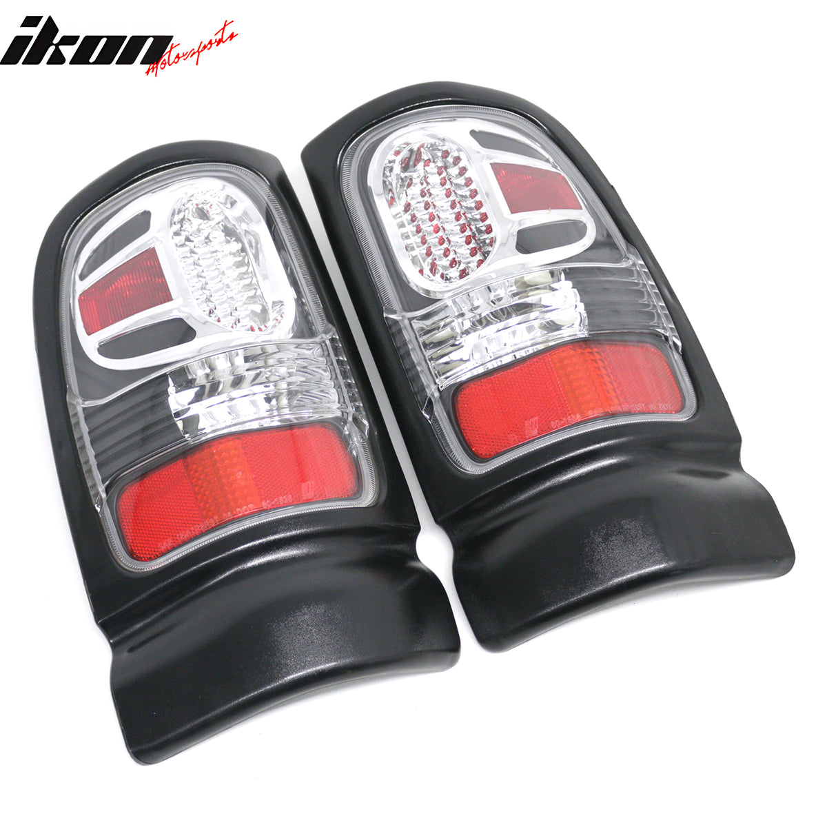IKON MOTORSPORTS Tail Lights, Compatible with 1994-2001 Dodge Ram 1500 & 1994-2002 Ram 2500 3500, Black Housing Driver Passenger Side Rear Tail Lights Lamps Assembly Replacement, 2PCS