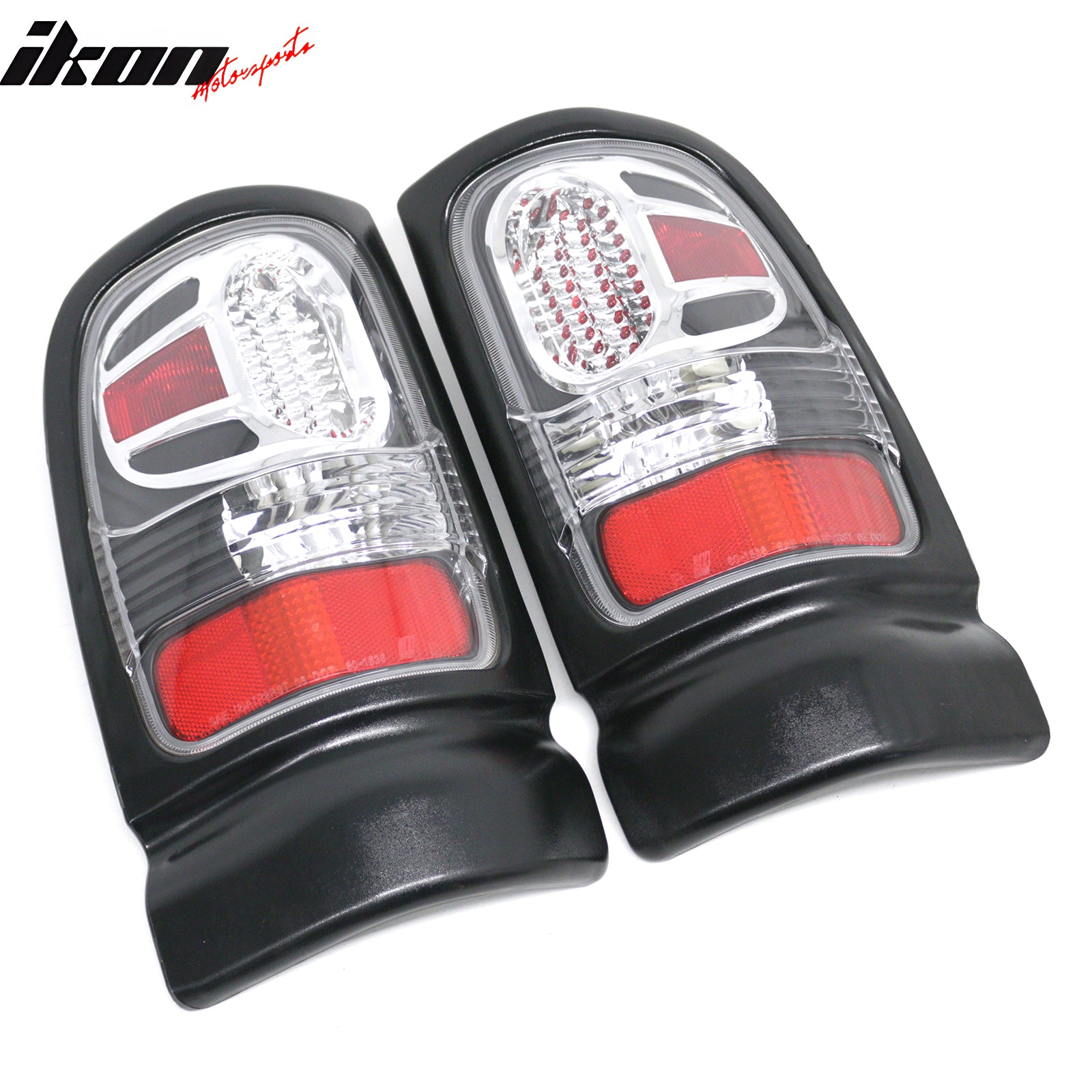 IKON MOTORSPORTS Tail Lights, Compatible with 1994-2001 Dodge Ram 1500 & 1994-2002 Ram 2500 3500, Black Housing Driver Passenger Side Rear Tail Lights Lamps Assembly Replacement, 2PCS