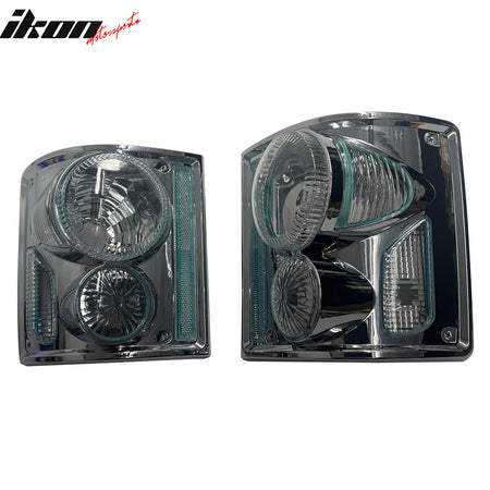 IKON MOTORSPORTS Tail Lights, Compatible with 1973-1986 Chevy C10/C20/C30/K10/K20/K30/Pickup/Suburban, Chrome Housing W/Clear Lens Driver Passenger Side Rear Tail Lights Lamps Assembly Replacement