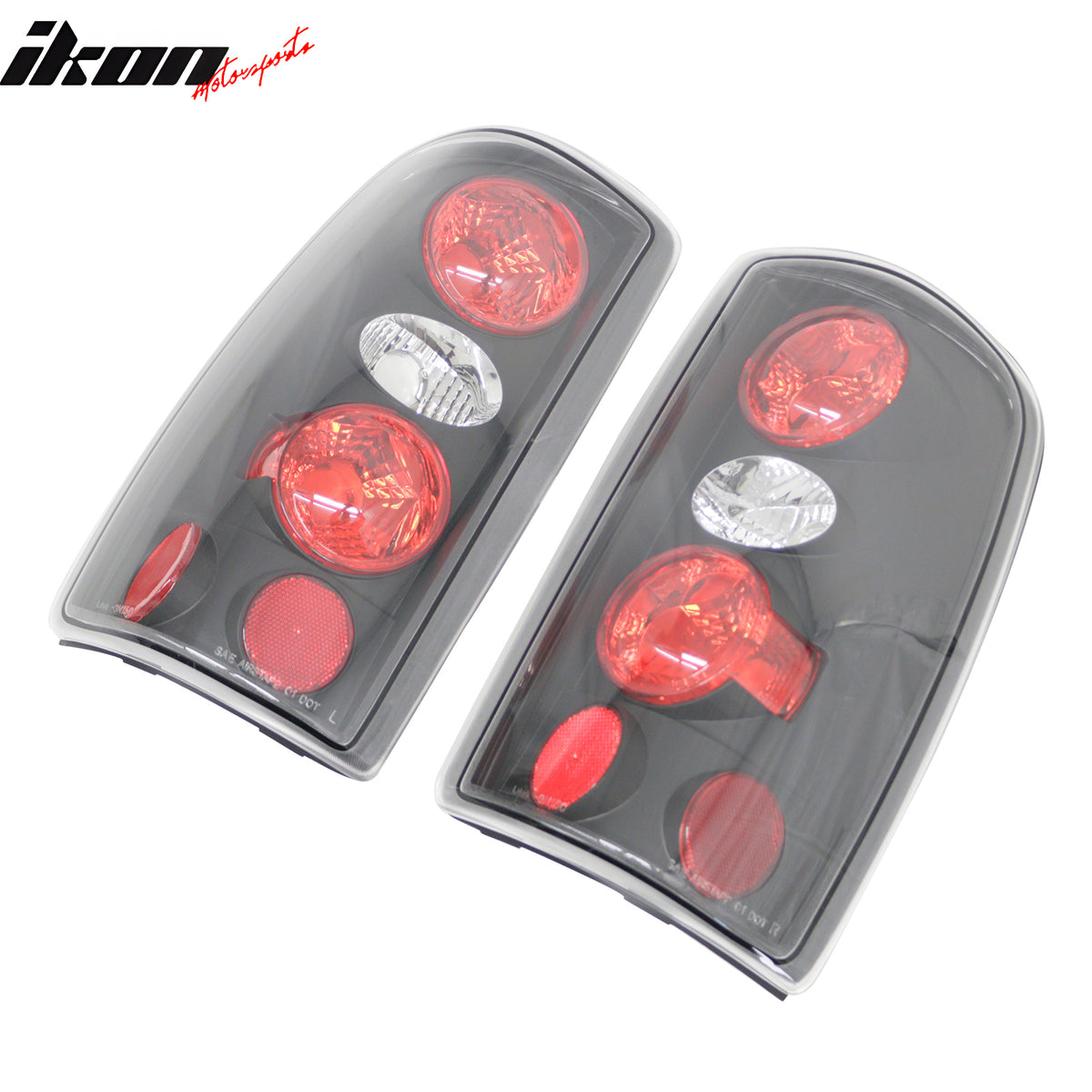 IKON MOTORSPORTS Tail Lights, Compatible with 2000-2006 Chevy Suburban & Tahoe & GMC Yukon & Yukon XL 1500/2500, Black Housing Driver Passenger Side Rear Tail Lights Lamps Assembly Replacement, 2PCS