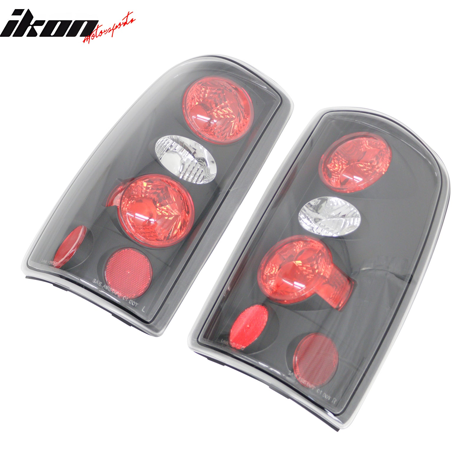 IKON MOTORSPORTS Tail Lights, Compatible with 2000-2006 Chevy Suburban & Tahoe & GMC Yukon & Yukon XL 1500/2500, Black Housing Driver Passenger Side Rear Tail Lights Lamps Assembly Replacement, 2PCS