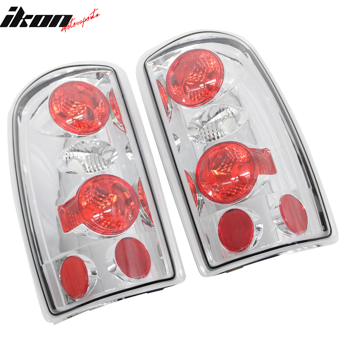 IKON MOTORSPORTS Tail Lights, Compatible with 2000-2006 Chevy Suburban & Tahoe & GMC Yukon & Yukon XL 1500/2500, Chrome Housing Driver Passenger Side Rear Tail Lights Lamps Assembly Replacement, 2PCS