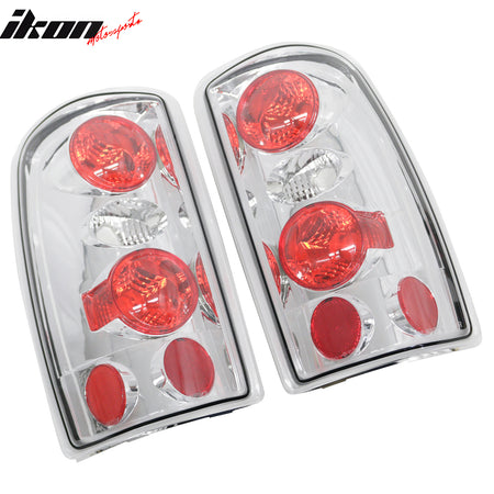 IKON MOTORSPORTS Tail Lights, Compatible with 2000-2006 Chevy Suburban & Tahoe & GMC Yukon & Yukon XL 1500/2500, Chrome Housing Driver Passenger Side Rear Tail Lights Lamps Assembly Replacement, 2PCS
