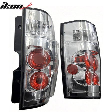 IKON MOTORSPORTS, Tail Lights Compatible with 2007-2014 Chevrolet Suburban 1500 2500/Tahoe, Chrome Rear Parking Tail Lights Reverse Brake Lamps Replacement Pair 2PCS