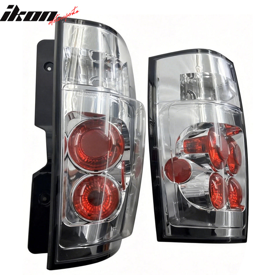 IKON MOTORSPORTS, Tail Lights Compatible with 2007-2014 Chevrolet Suburban 1500 2500/Tahoe, Chrome Rear Parking Tail Lights Reverse Brake Lamps Replacement Pair 2PCS