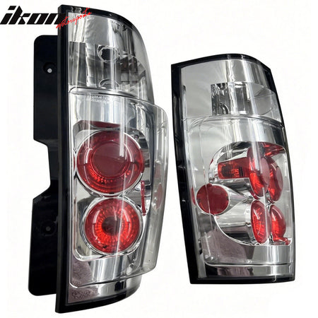 IKON MOTORSPORTS, Tail Lights Compatible with 2007-2014 Chevy Suburban 1500 2500/Tahoe, Chrome Rear Parking Tail Lights Reverse Brake Lamps Replacement Pair 2PCS