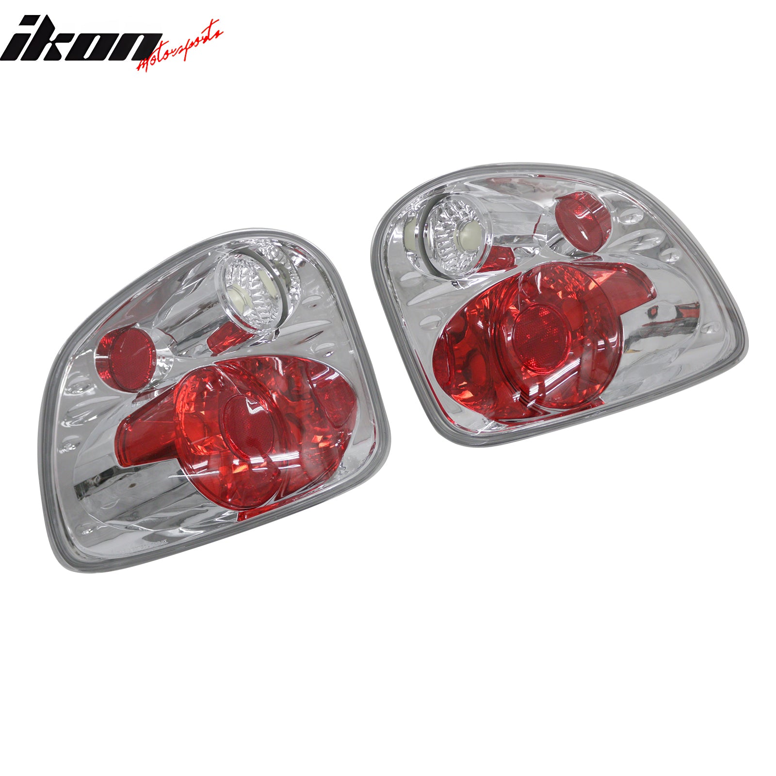 Fits 97-03 Ford F-150 Flareside Tail Lights Rear Brake Lamps Chrome W/Clear Lens