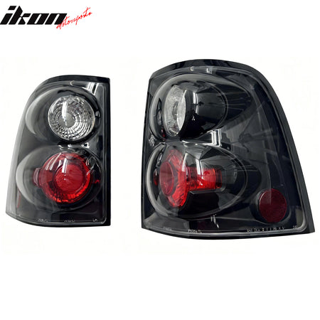 IKON MOTORSPORTS, Tail Lights Compatible with 2002-2005 Ford Explorer, Black Rear Parking Tail Lights Reverse Brake Lamps Replacement Pair 2PCS
