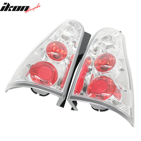 IKON MOTORSPORTS Tail Lights, Compatible with 2003-2009 Toyota 4Runner, Altezza Style Chrome Housing Driver Passenger Side Rear Tail Lights Lamps Assembly Replacement, 2PCS