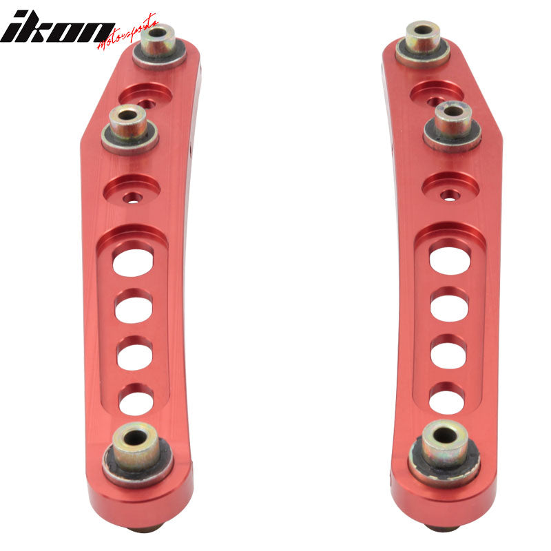 Lower Control Arms Compatible With 1992-2001 Honda Civic CRX Integra SI, Red Rear Lower Control Arms by IKON MOTORSPORTS, 1993 1994 1995 1996 1997 1998 1999 2000