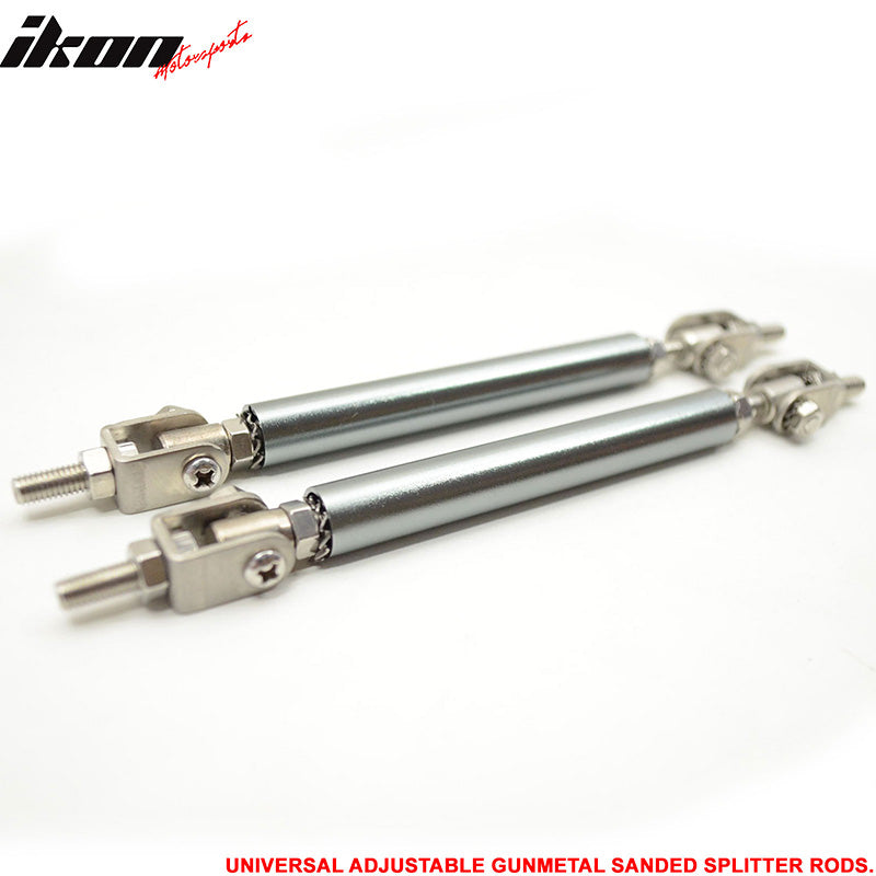 2PCS Universal Gunmetal Sanded Adjustable 5.5-8 Inch Front Bumper Lip Strut Rod