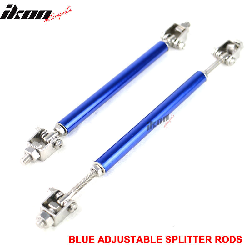 Blue Adjustable Front Bumper Lip Spoiler Splitter Strut Rods Support 8-10.6 Inch