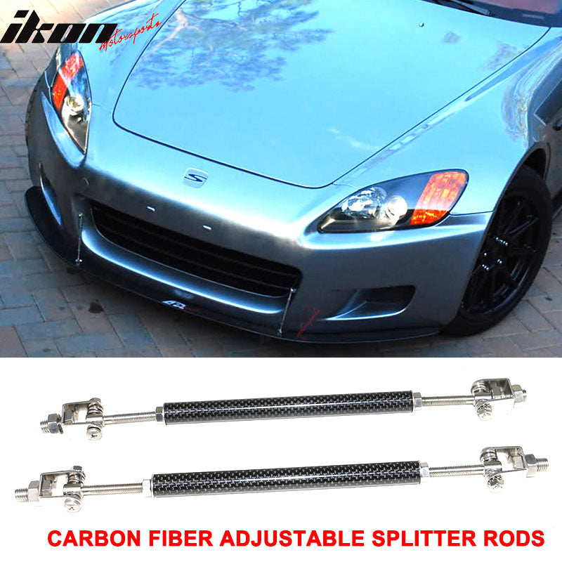 Universal RB Style Front Bumper Lip Spoiler Splitter 2x Carbon Fiber Strut Rods