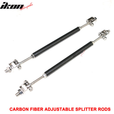 Adjustable Splitter Rods Universal Compatible With, Black Silver 8-10.6 Inch Carbon Fiber Front Bumper Lip Spoiler Strut Tie Bar Support by IKON MOTORSPORTS