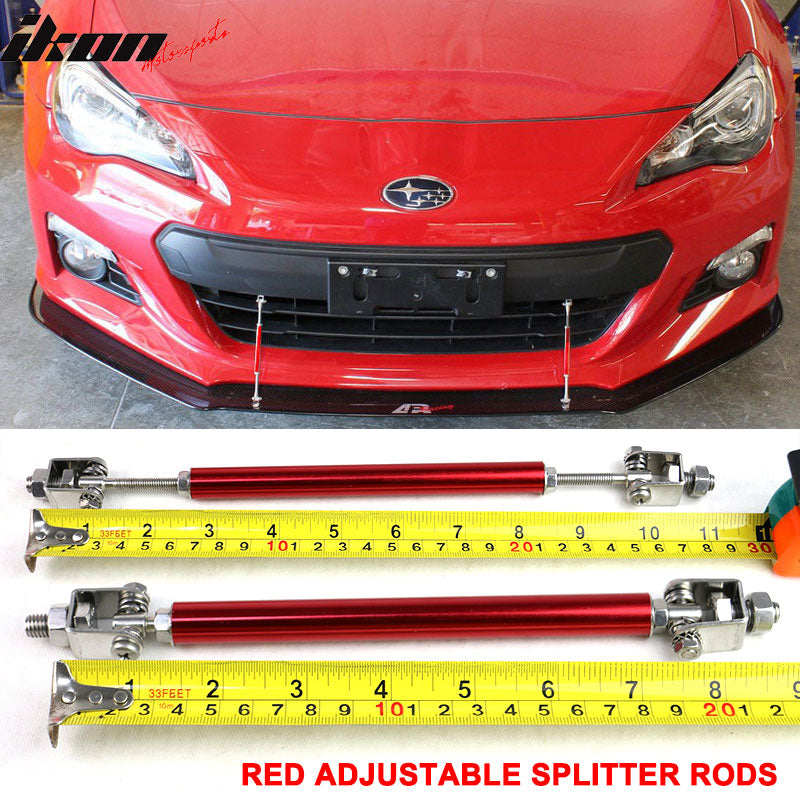 Universal Red Adjustable 8-10.6 Inch Front Spoiler Strut Rods Support