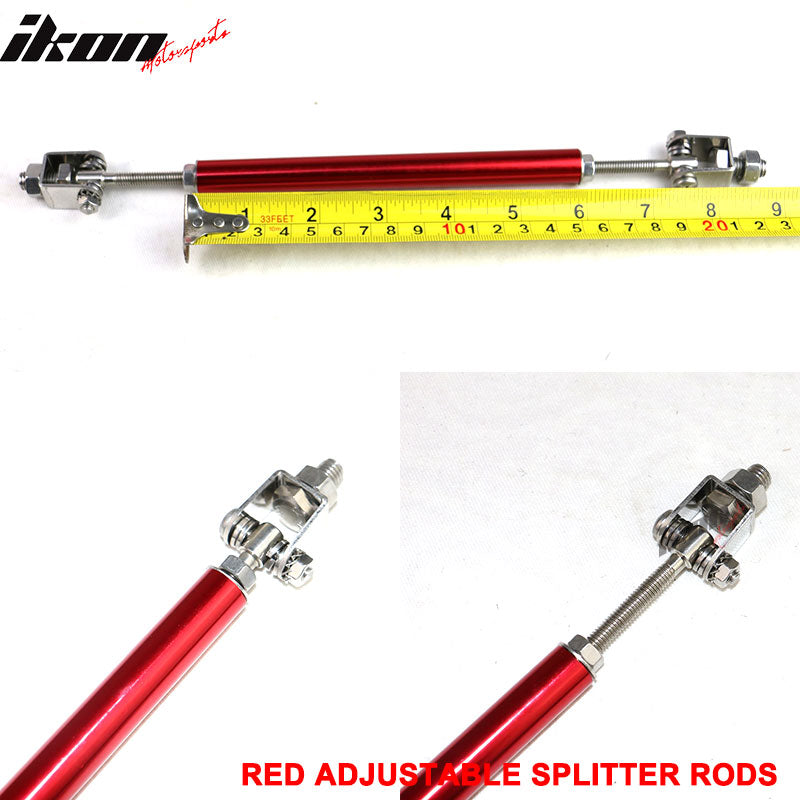 Red Adjustable Front Bumper Lip Spoiler Splitter Strut Rods
