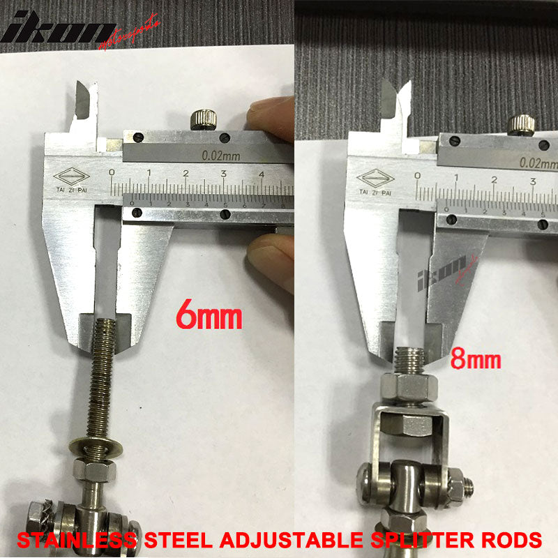 Gunmetal Adjustable Bumper Lip Spoiler Splitter Strut Rods Support 8-10.6 Inch