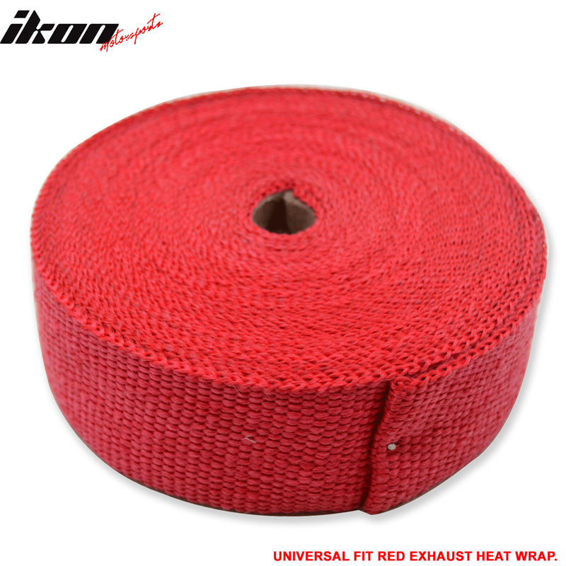 Exhaust Wrap Compatible With Any Car, 2X1 16X50 Feet Exhaust Wrap Header Turbo Manifold Downpipe Racing Red Heat by IKON MOTORSPORTS
